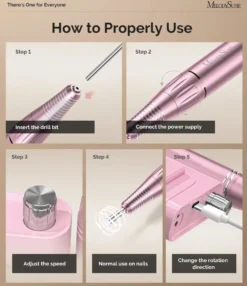 SC300F Clip-On Rechargeable Nail Drill 30.000RPM Pink