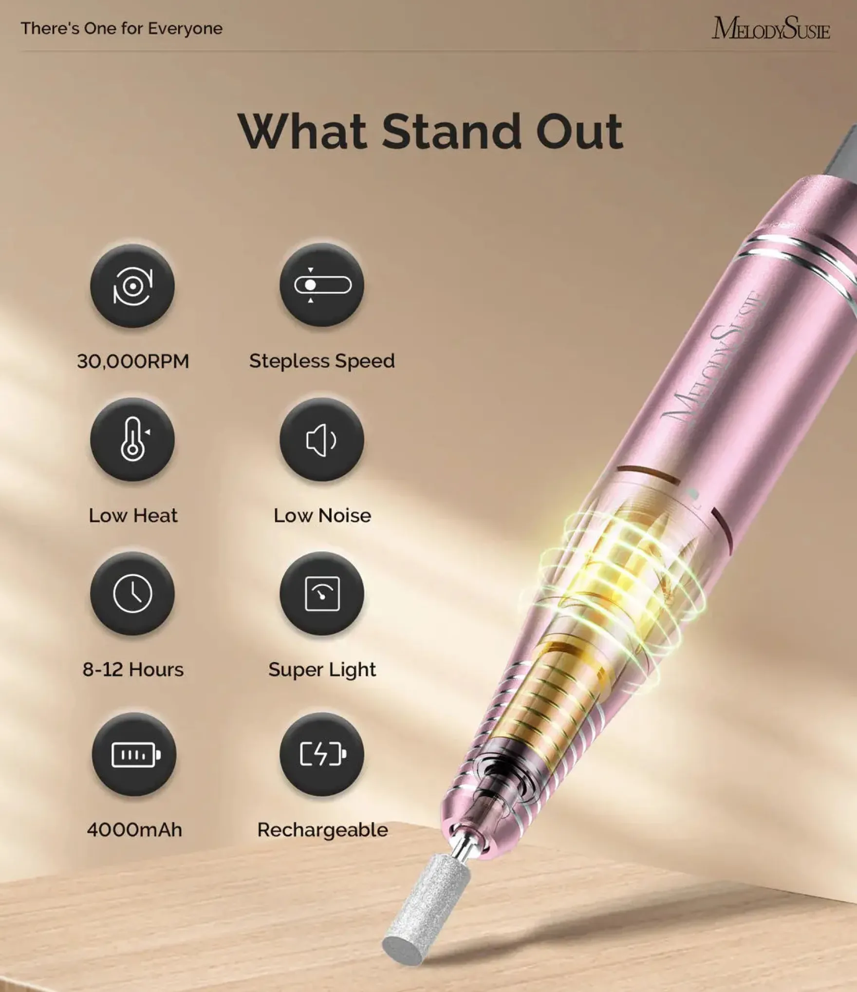 SC300F Clip-On Rechargeable Nail Drill 30.000RPM Pink