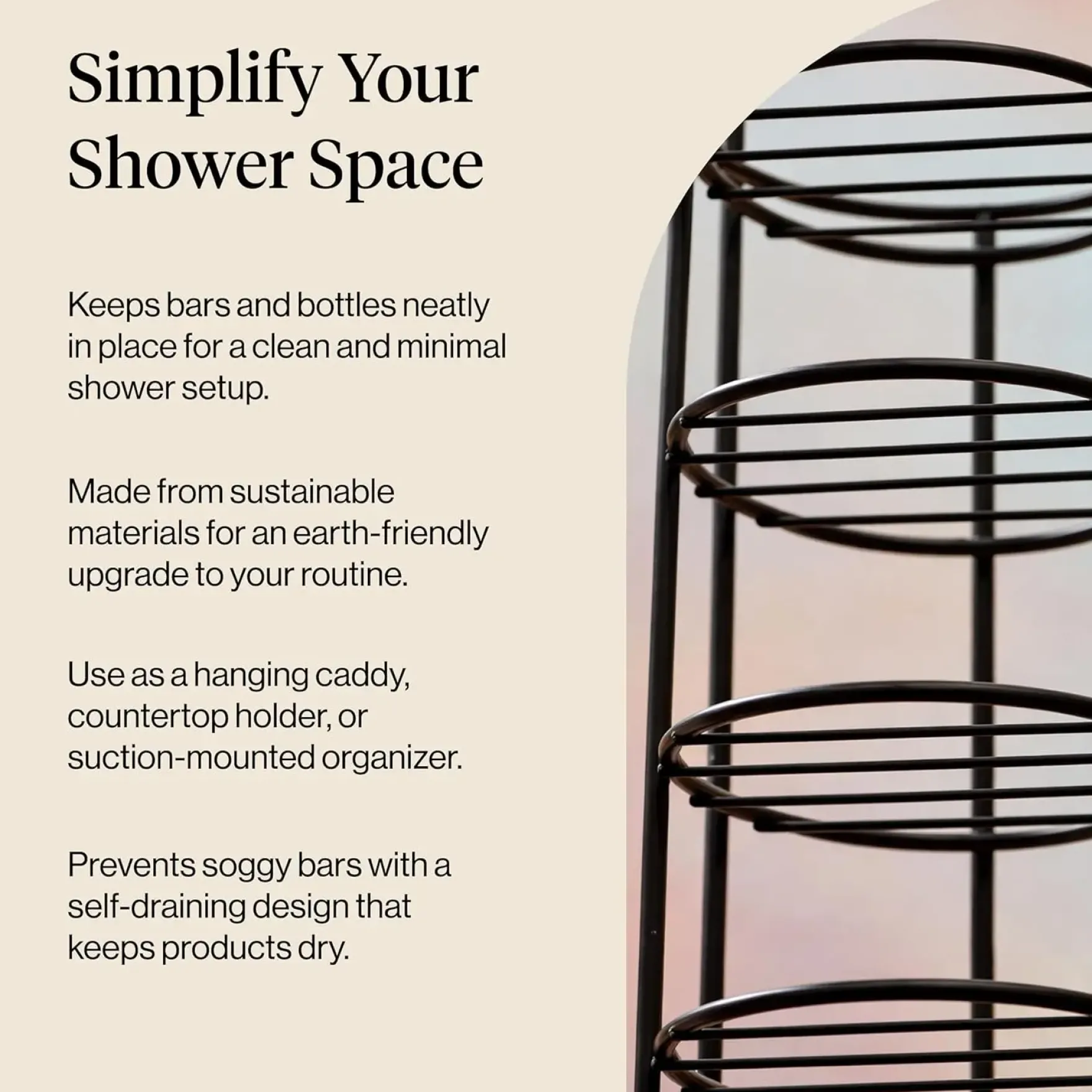 Self Draining Shower Caddy Black