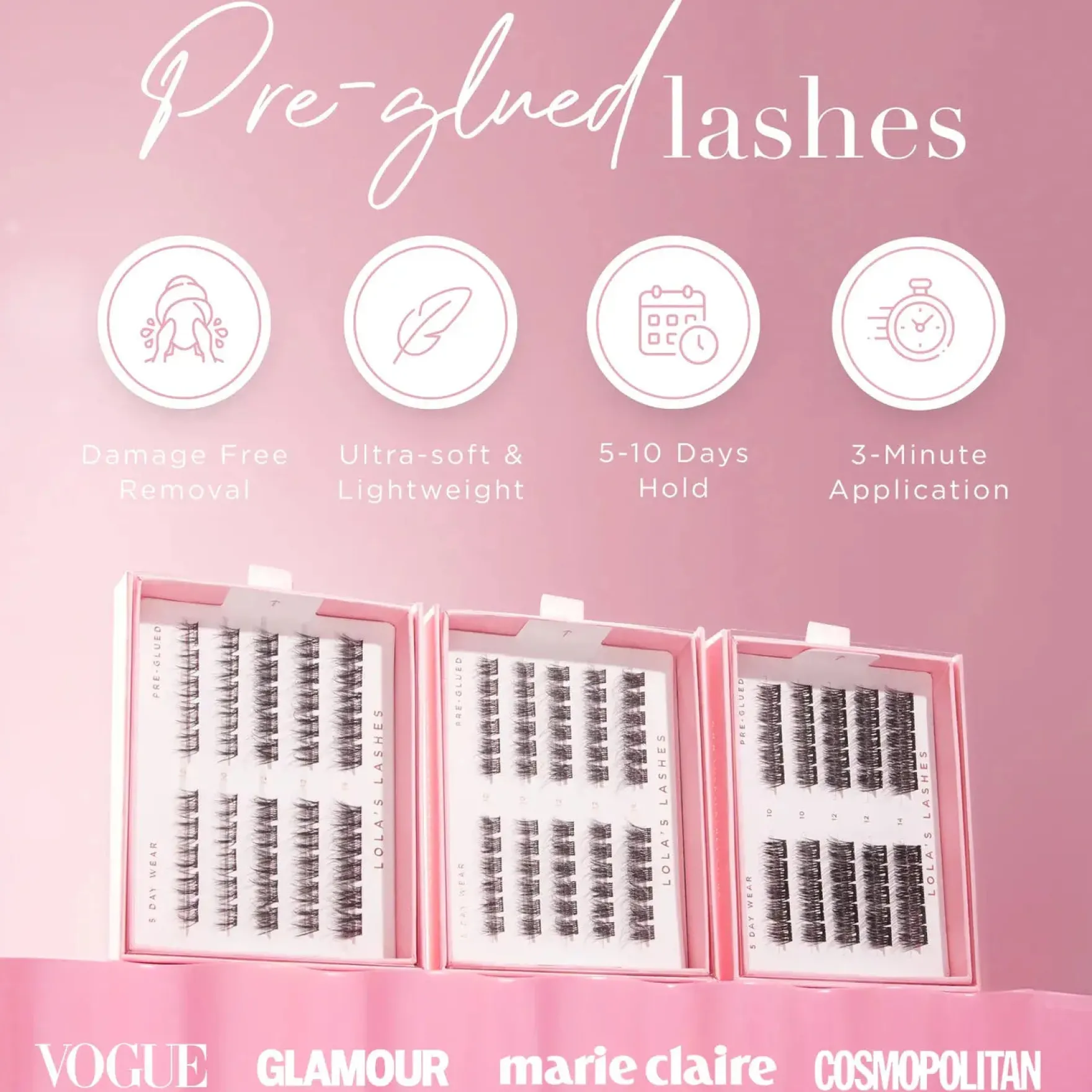 Soft Definition Single Length Pre-glued Lashes 12 mm Medium