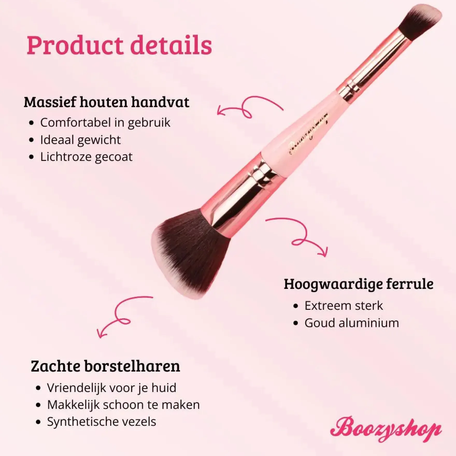 Soft Pink & Gold Bronzer & Blush Blending Brush