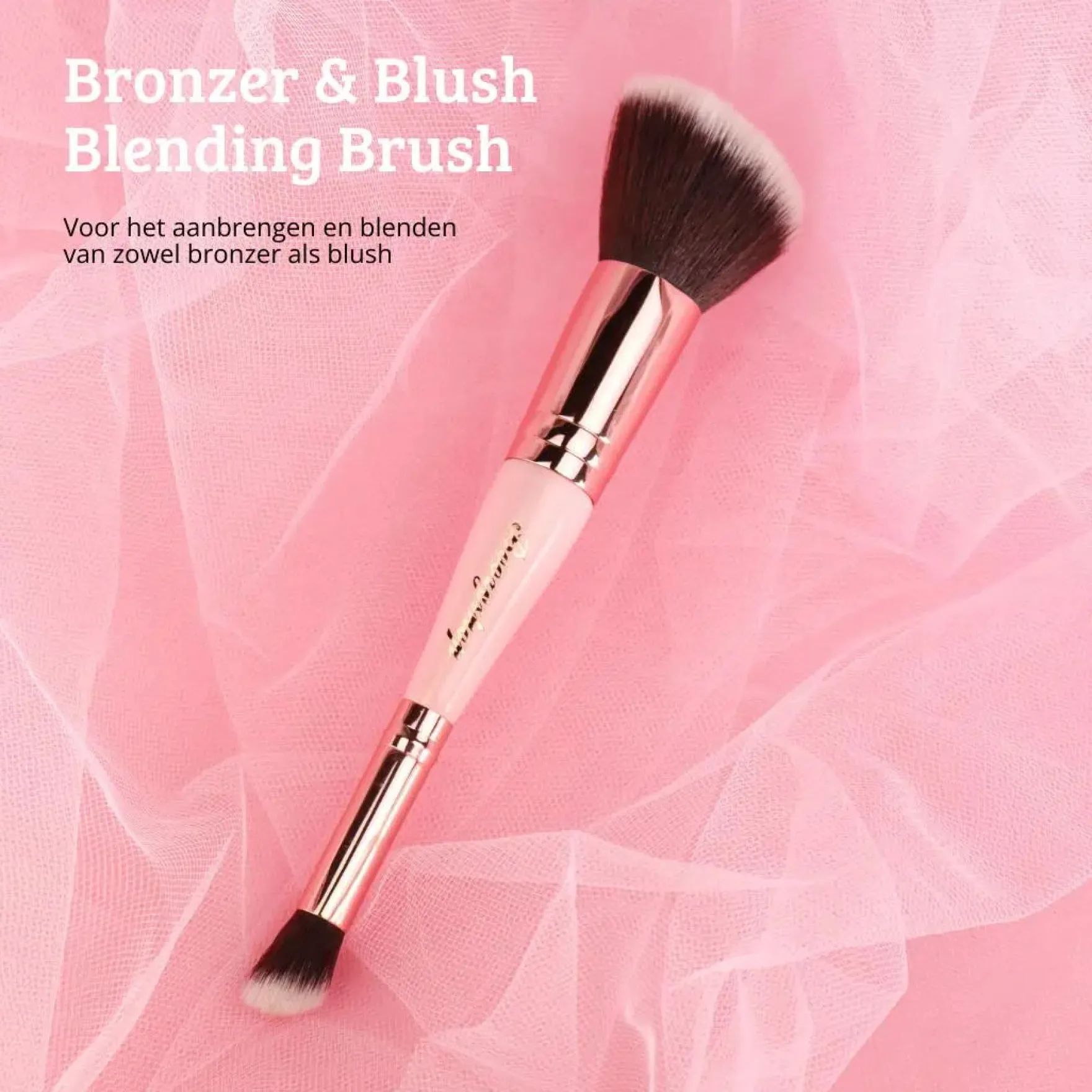 Soft Pink & Gold Bronzer & Blush Blending Brush