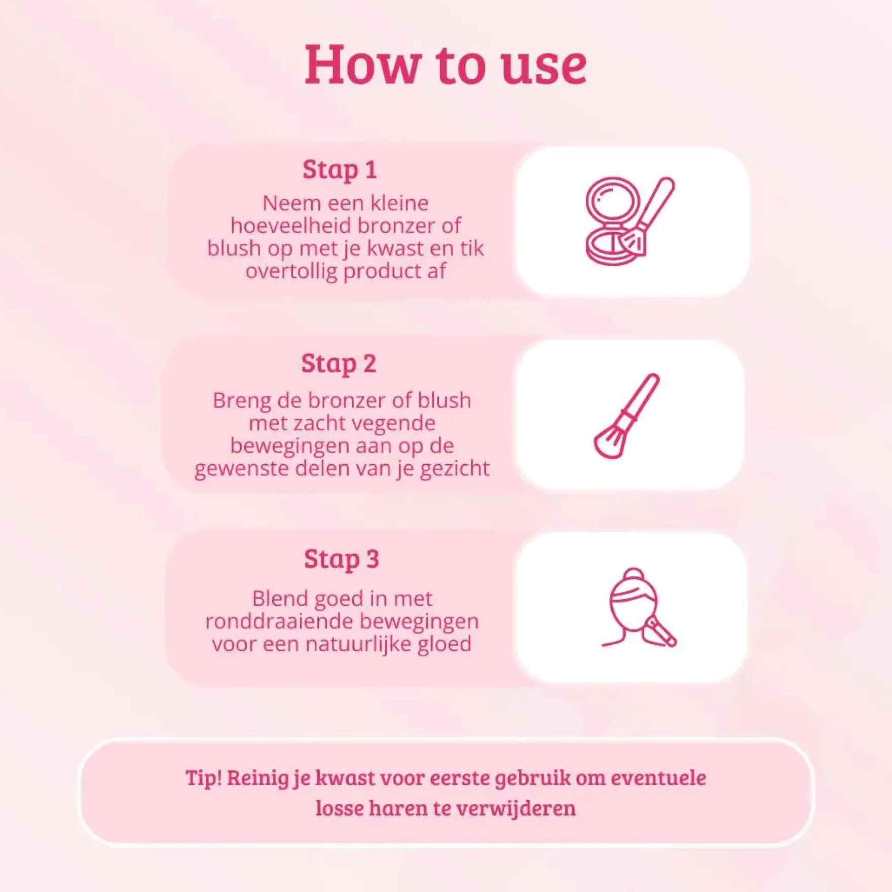 Soft Pink & Gold Bronzer & Blush Blending Brush