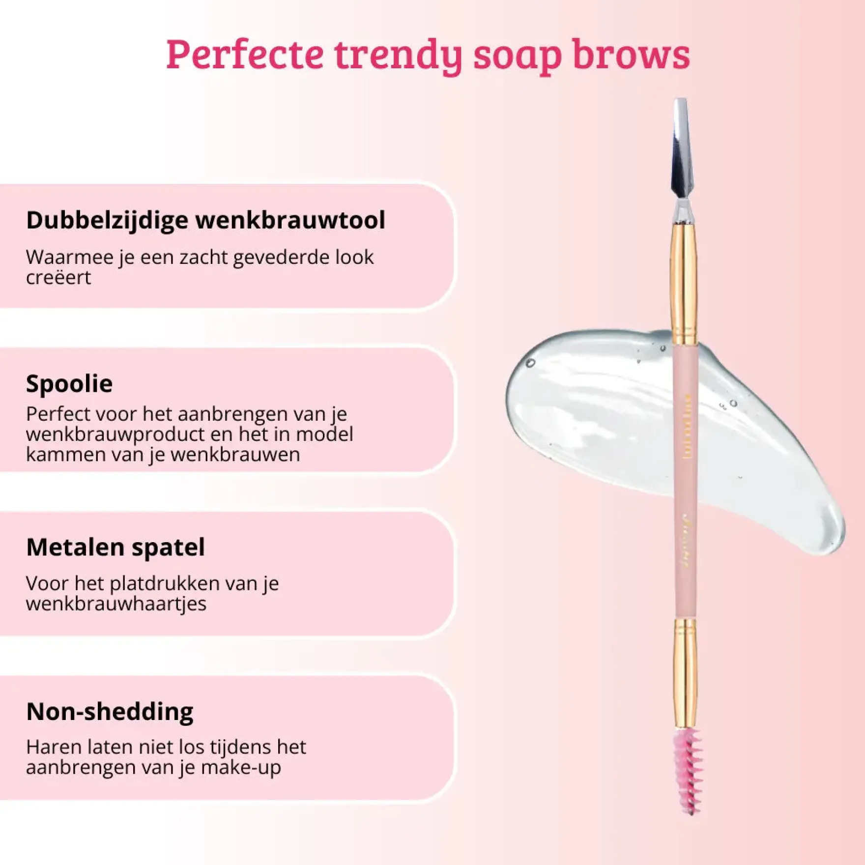 Soft Pink & Gold Brow Sculpting Duo Brush