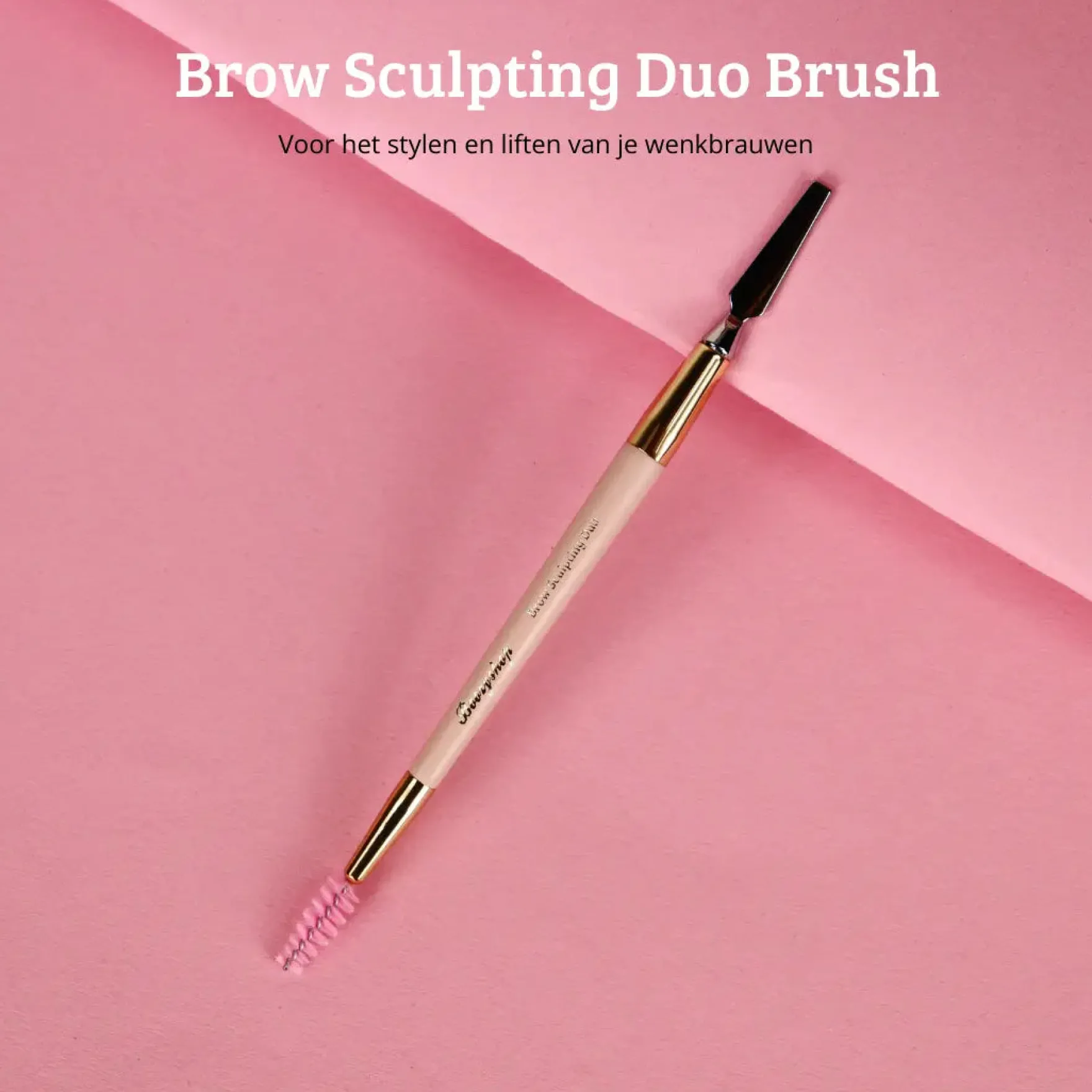 Soft Pink & Gold Brow Sculpting Duo Brush
