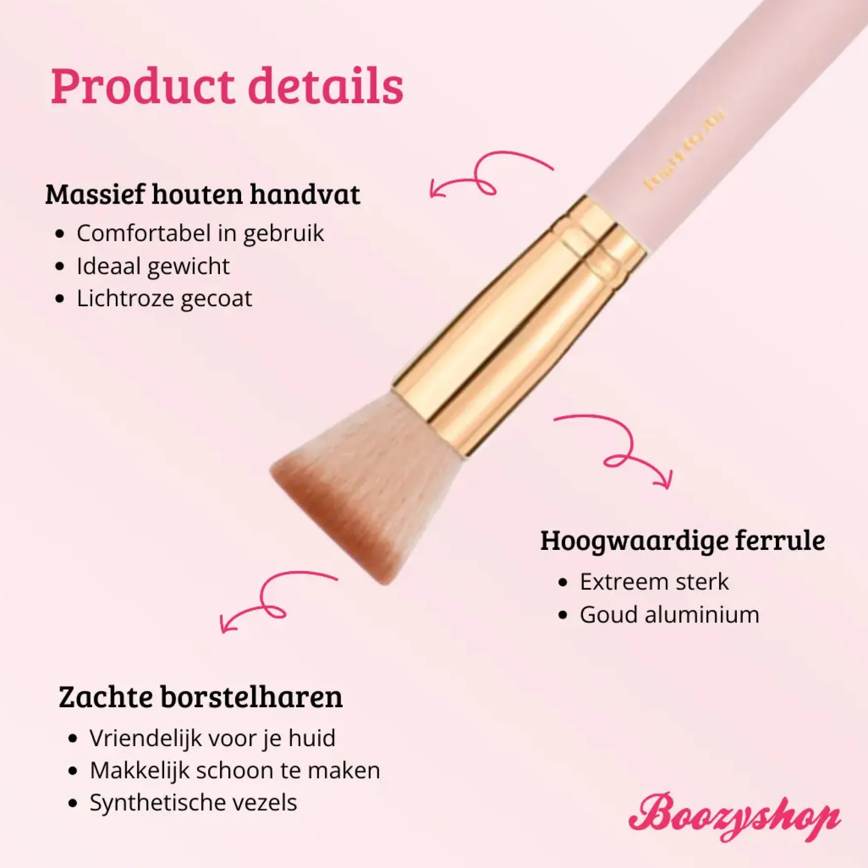 Soft Pink & Gold Flat Top Buffing Brush