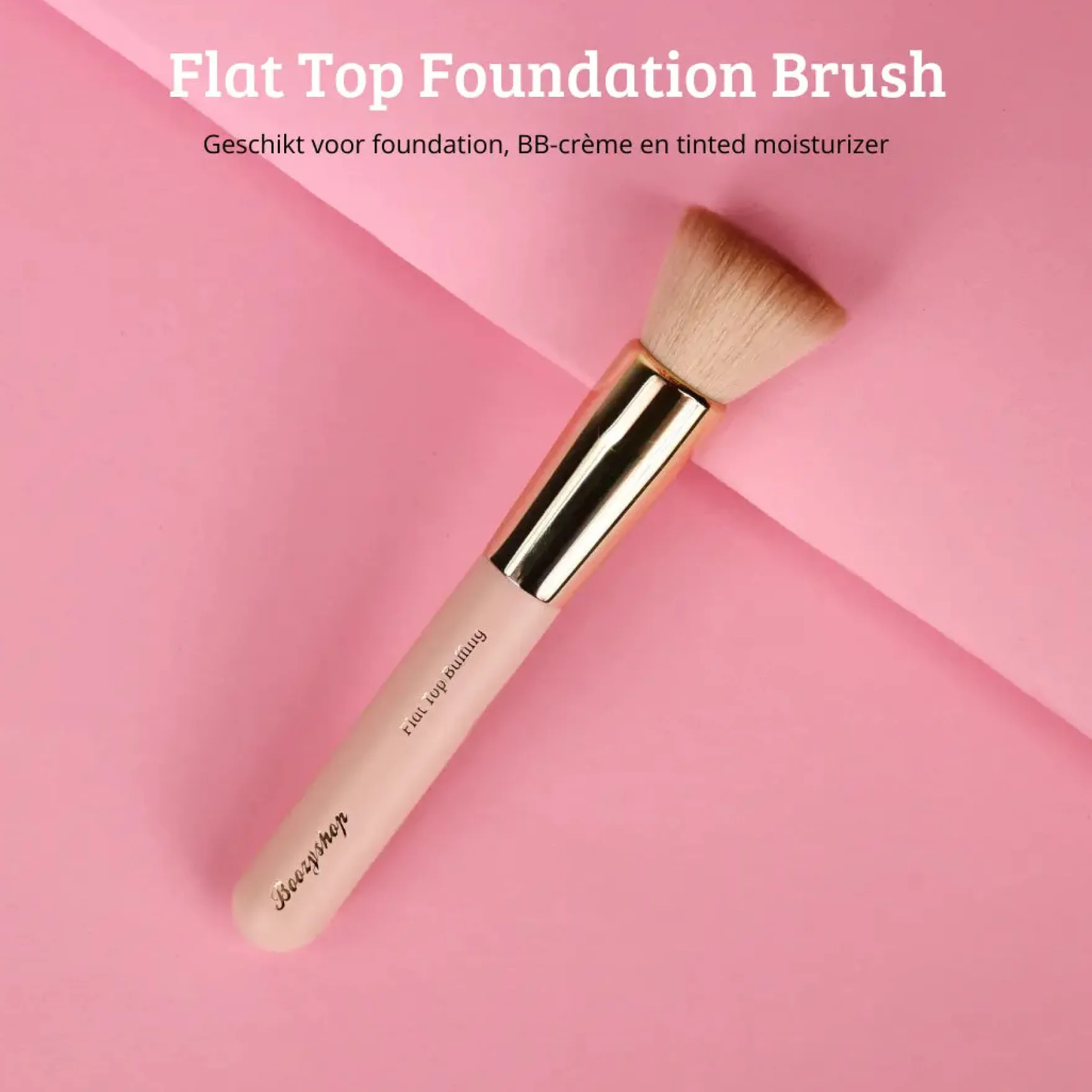 Soft Pink & Gold Flat Top Buffing Brush