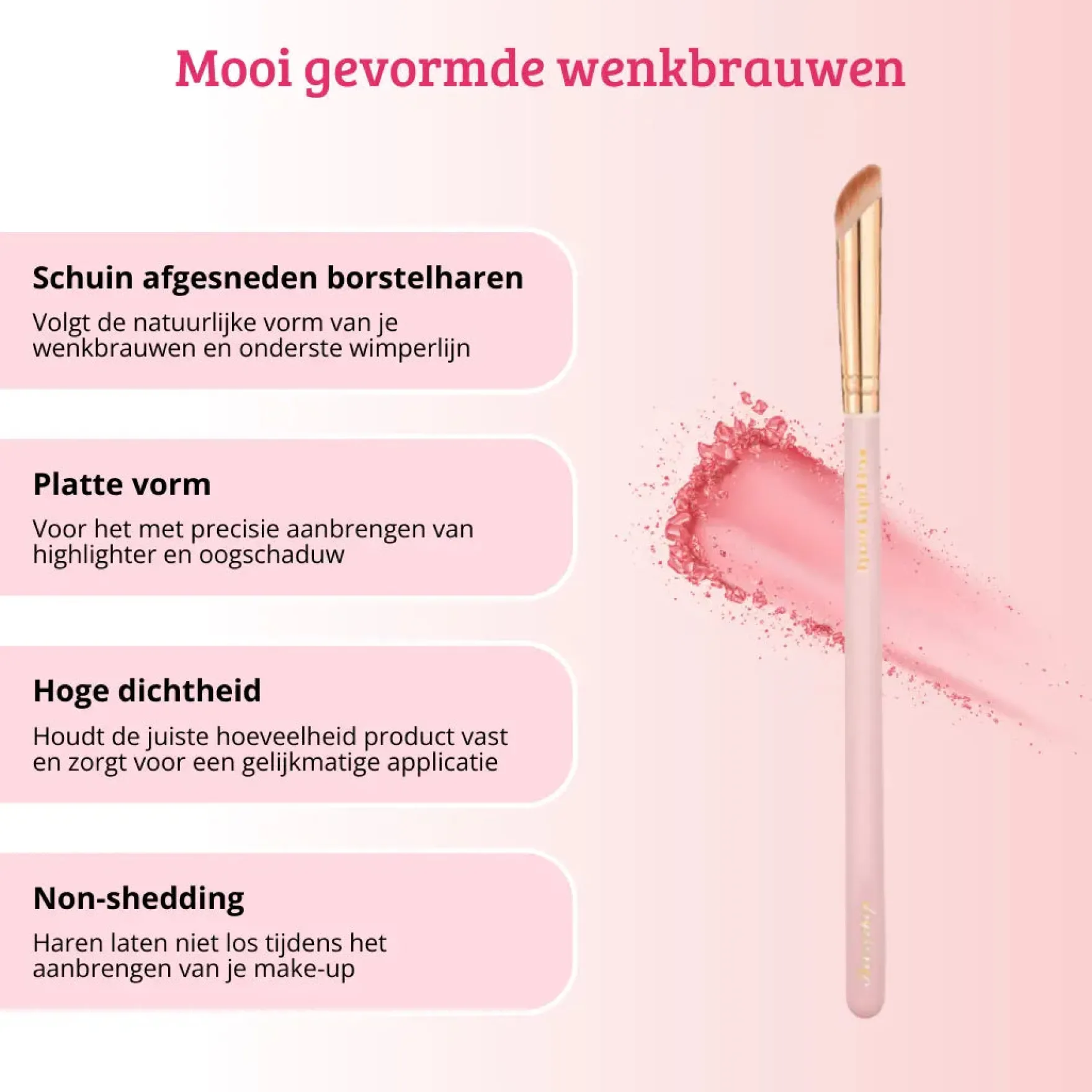 Soft Pink & Gold Rounded Angled Brow & Liner Brush