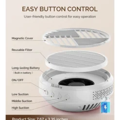 SProR Cordless & Rechargeable Nail Dust Collector White