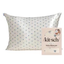 Standard Satin Pillowcase Pearlized Cream & Coastal Blue