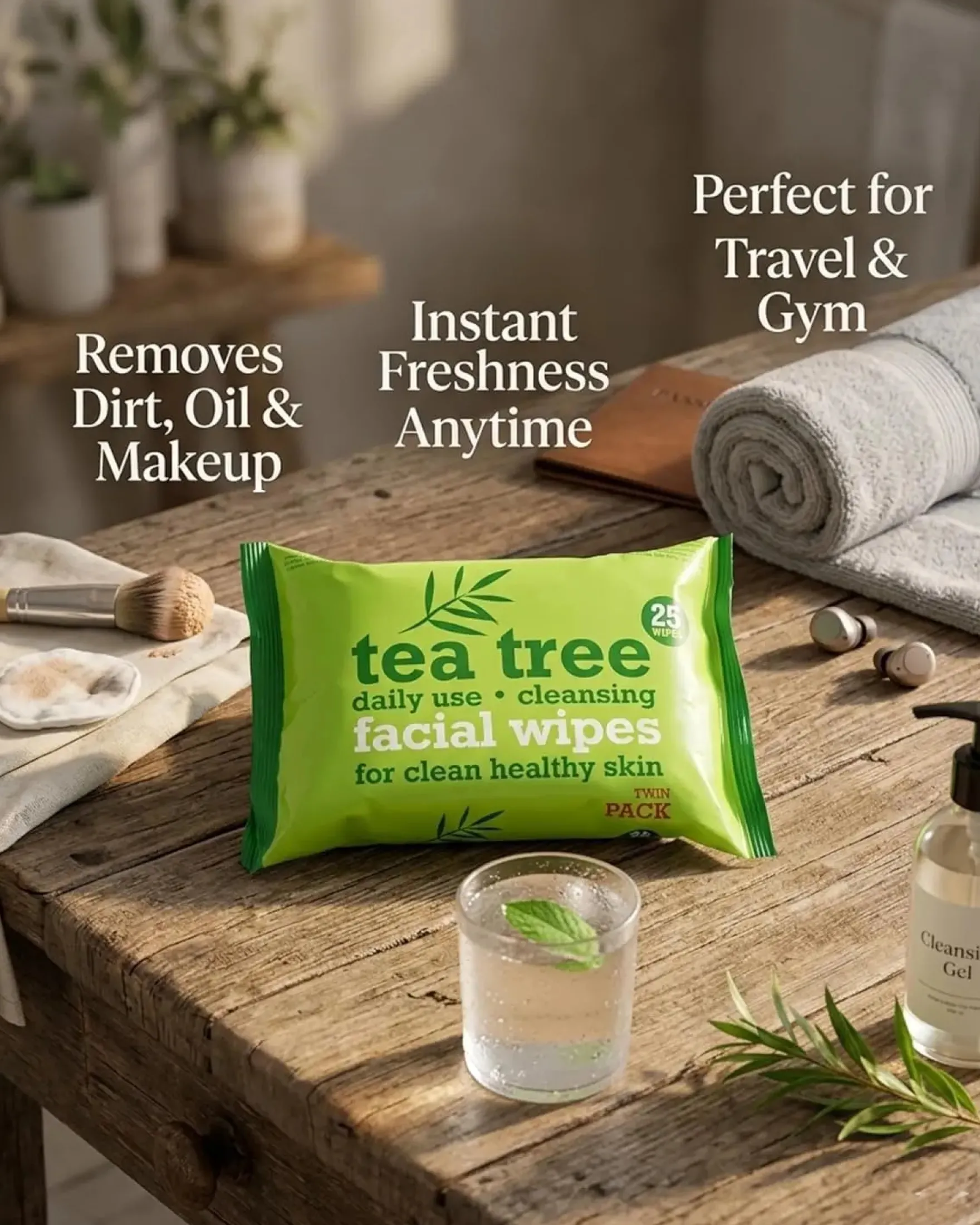 Tea Tree Facial Wipes Twin Pack