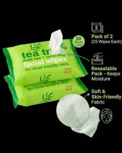 Tea Tree Facial Wipes Twin Pack
