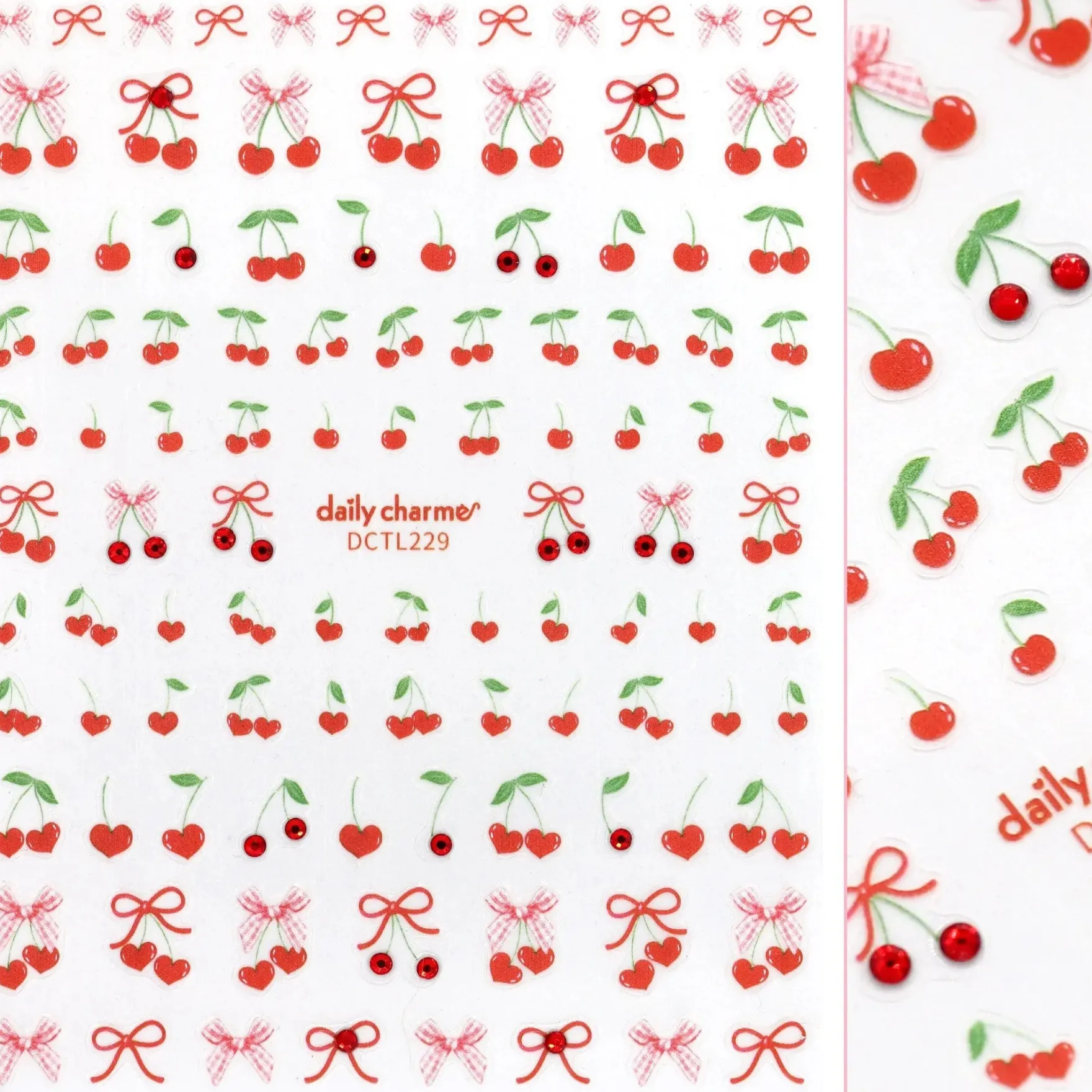 Valentine Bejeweled Nail Art Sticker Coquette Cherry