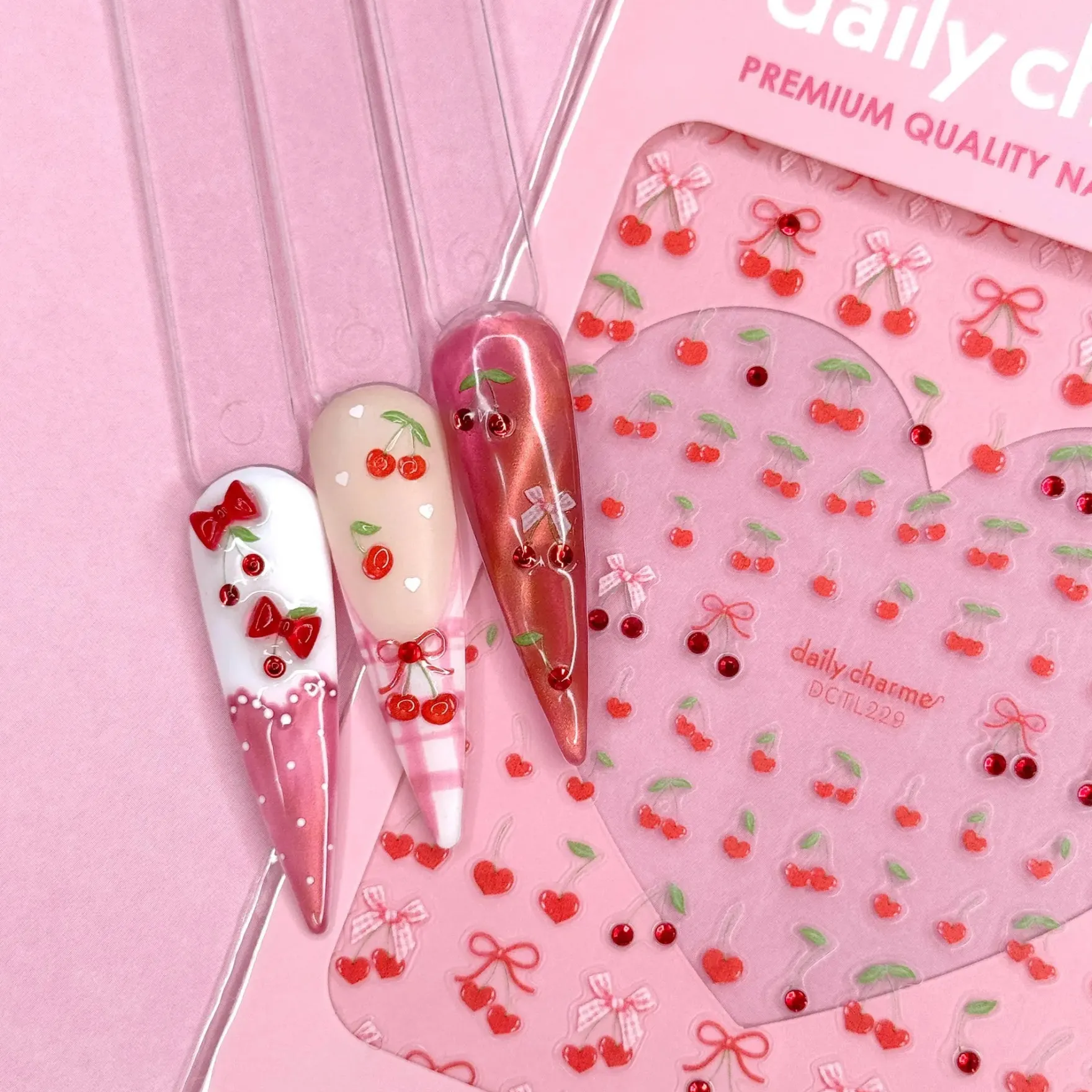 Valentine Bejeweled Nail Art Sticker Coquette Cherry