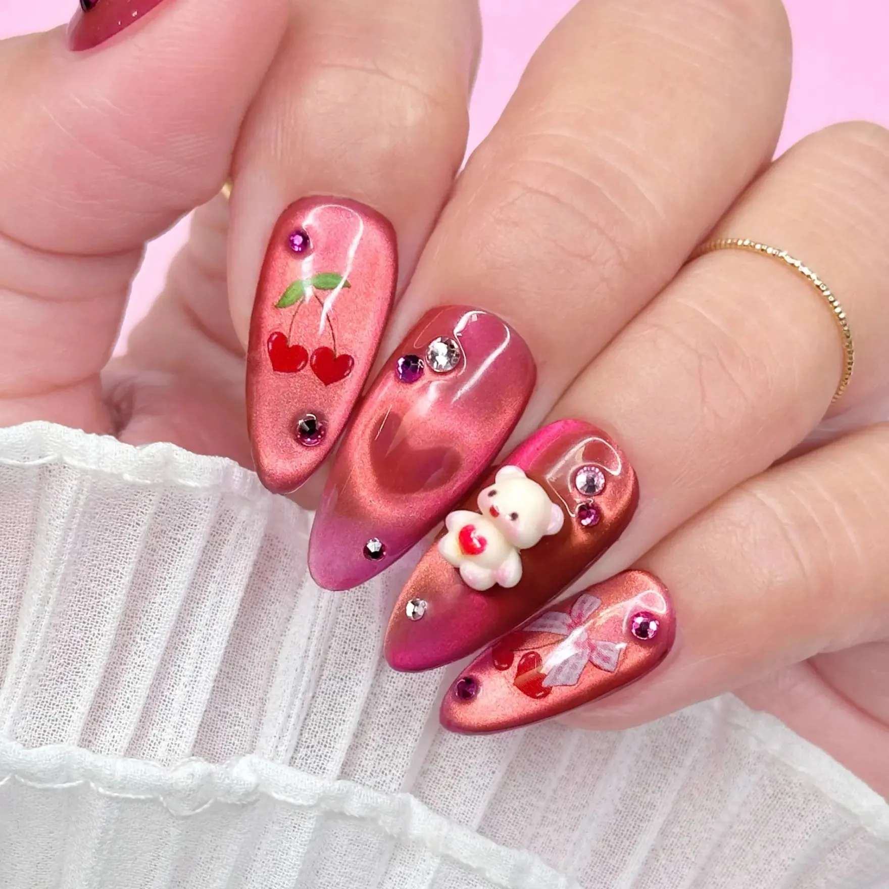 Valentine Bejeweled Nail Art Sticker Coquette Cherry