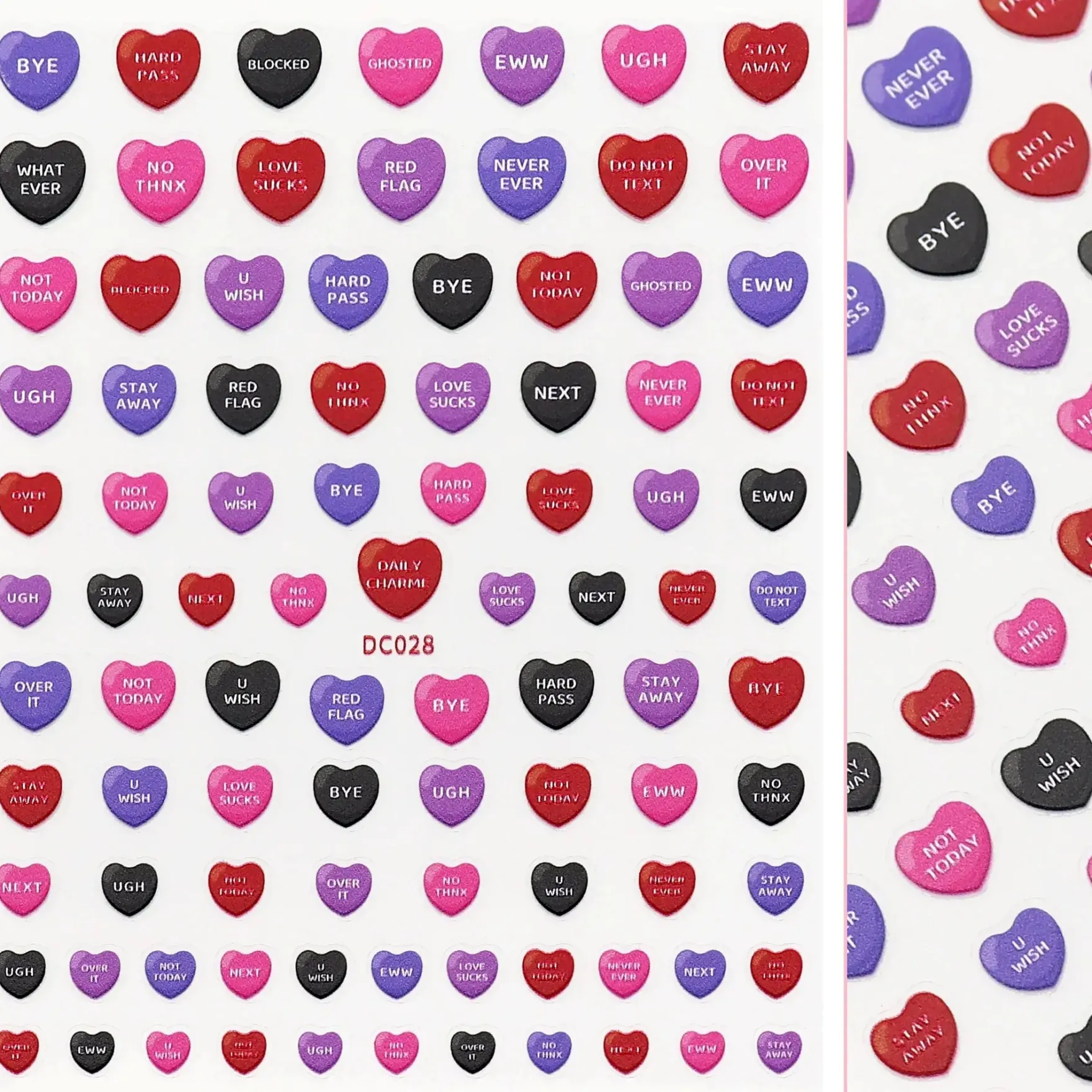 Valentine 3D Embossed Nail Art Sticker Anti-Sweet Talk