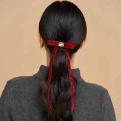 Velvet & Gemstone Bow Hair Clip