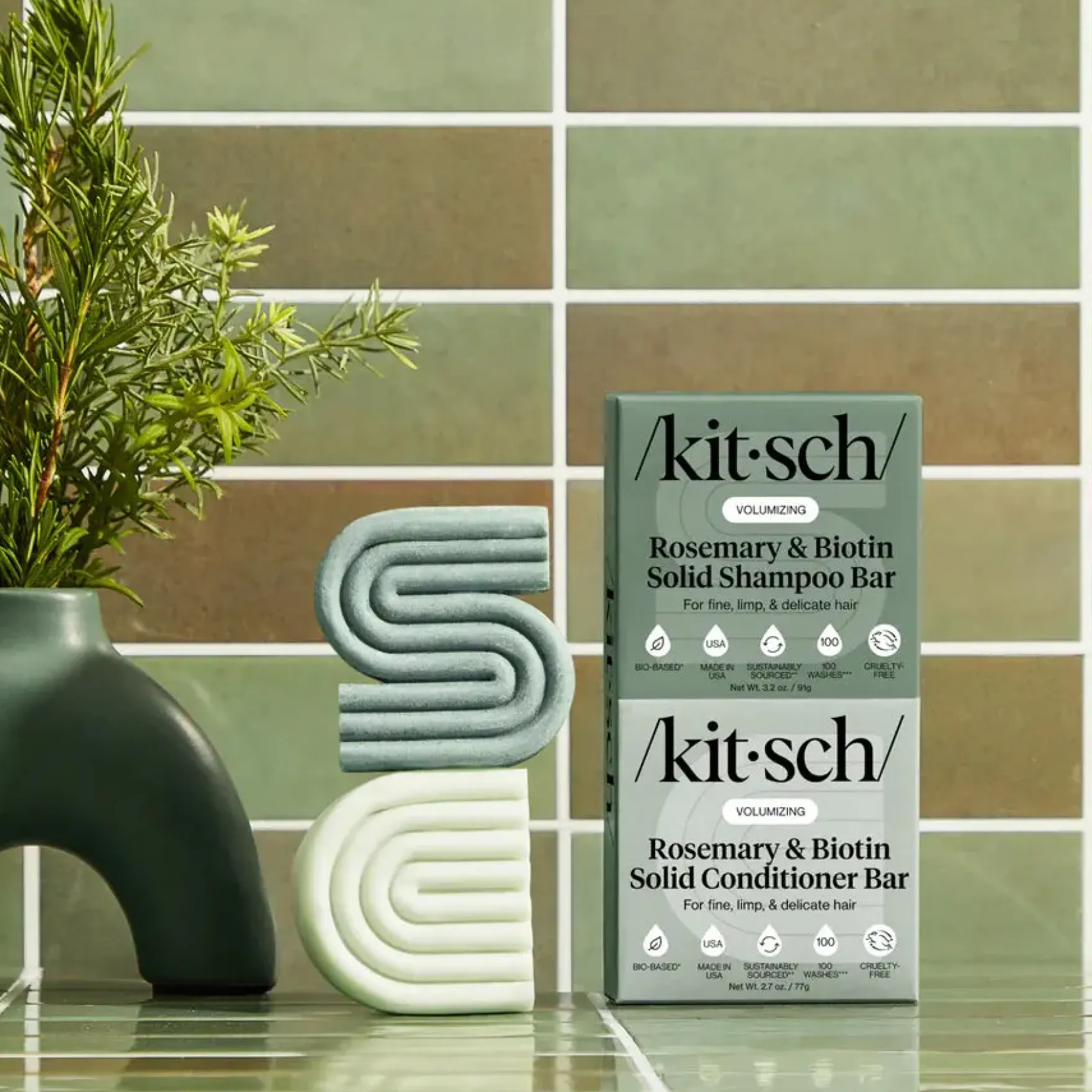 Volumizing Rosemary & Biotin Shampoo & Conditioner Bar Set