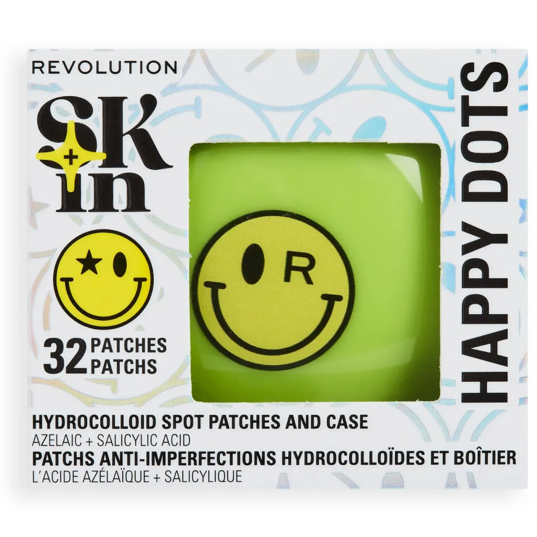 x S.W.Smiley Happy Dots Hydrocolloid Spot Patches and Case